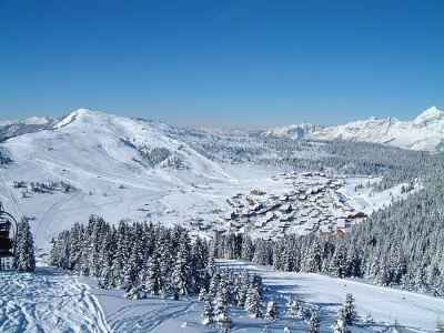 View over Les Saisies in the Winter